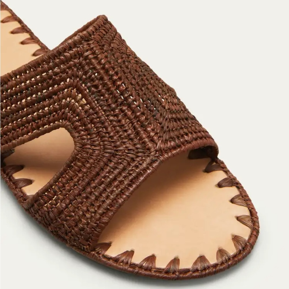 NWT Carrie Forbes Cuadro Raffia Flat Slide Sandals